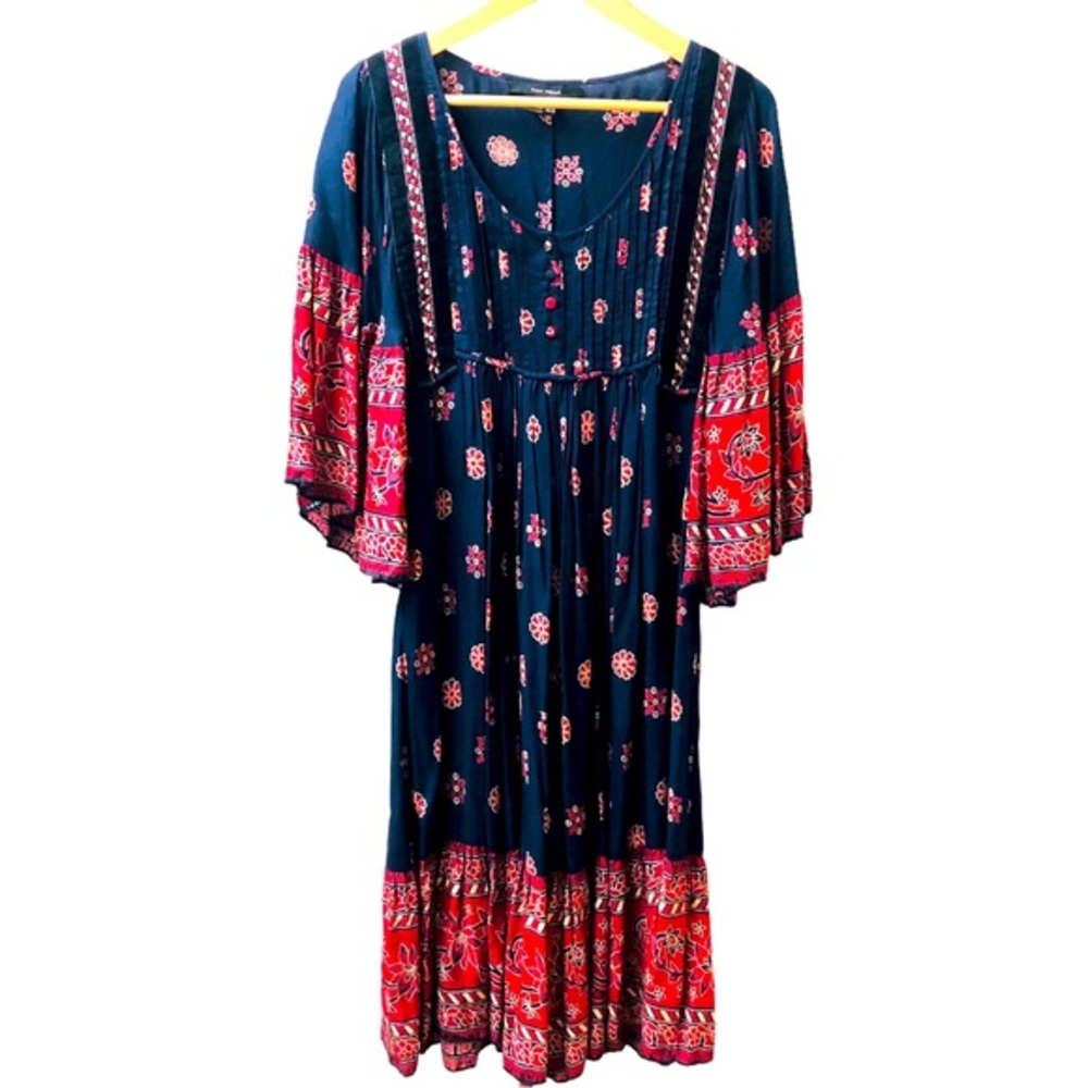 Zara Boho Navy Red Dress - Picture 2 of 10